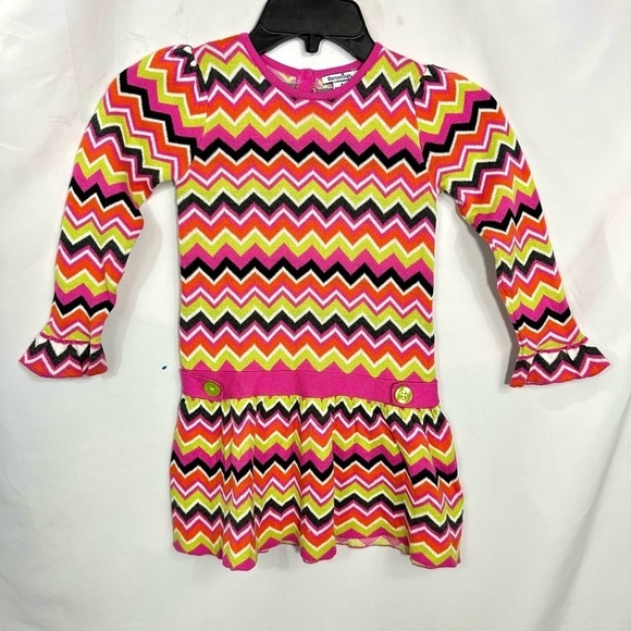 Hartstrings kids zig zag multi color knit sweater dress size 4 - Picture 1 of 9